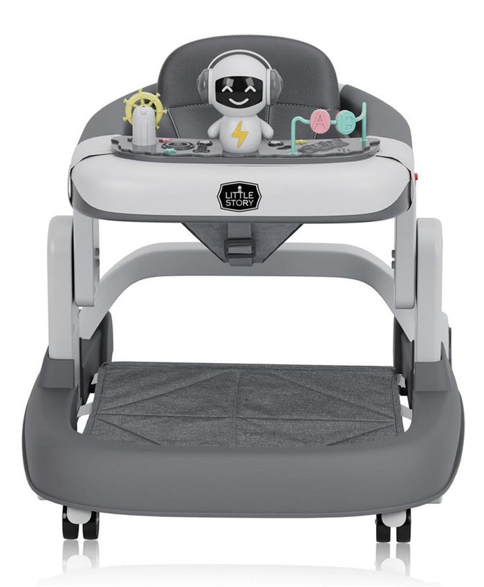 Little Story Adjustable Height Baby Walker Foldable & Interactive (Grey)