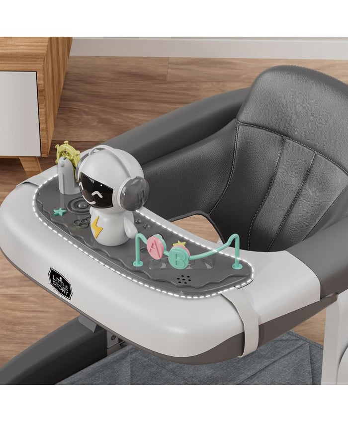 Little Story Adjustable Height Baby Walker Foldable & Interactive (Grey)