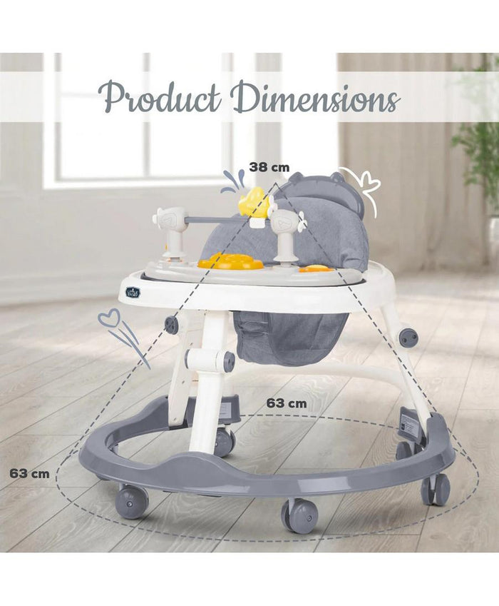 Little Story Baby Walker, Foldable Design, Adjustable Height,Lightweight And Portable, 6 to 18 Months, 63 x 63 x 38cm (Grey & White)