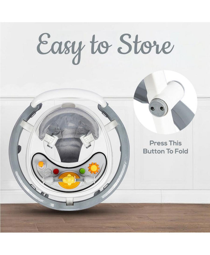 Little Story Baby Walker, Foldable Design, Adjustable Height,Lightweight And Portable, 6 to 18 Months, 63 x 63 x 38cm (Grey & White)