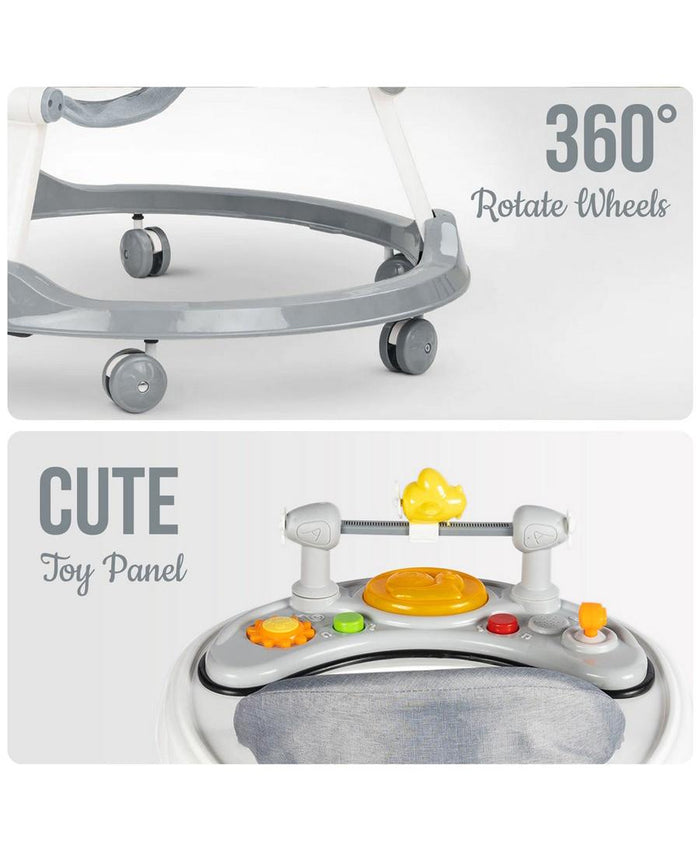 Little Story Baby Walker, Foldable Design, Adjustable Height,Lightweight And Portable, 6 to 18 Months, 63 x 63 x 38cm (Grey & White)