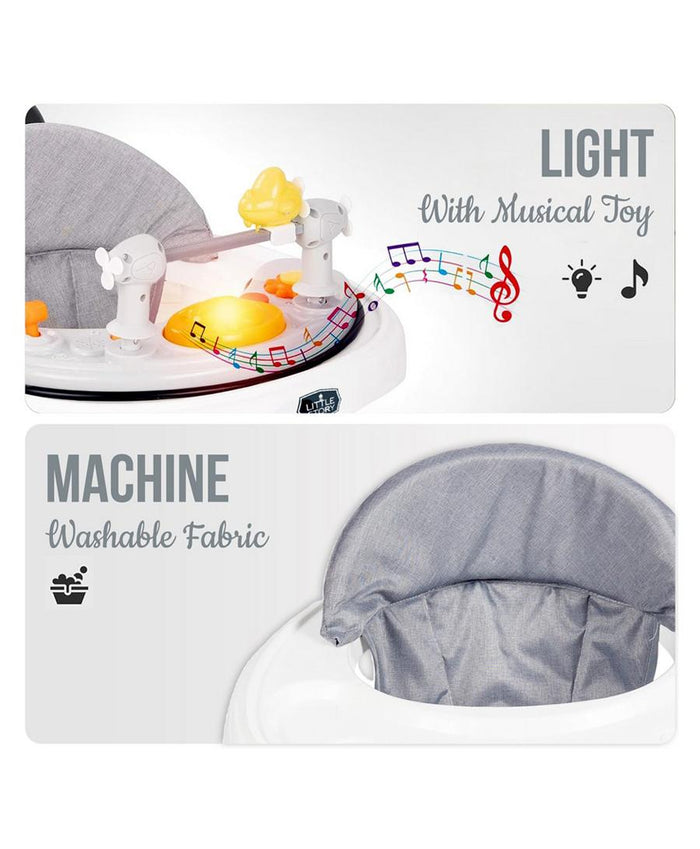 Little Story Baby Walker, Foldable Design, Adjustable Height,Lightweight And Portable, 6 to 18 Months, 63 x 63 x 38cm (Grey & White)