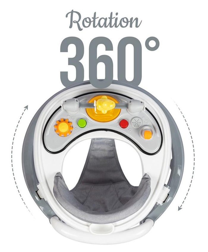 Little Story Baby Walker, Foldable Design, Adjustable Height,Lightweight And Portable, 6 to 18 Months, 63 x 63 x 38cm (Grey & White)