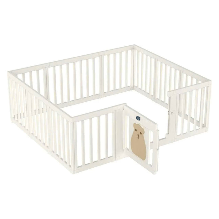 Little Story Bear Portable Playpen Baby White ( 10 Panel + 1 Big Panel + 1 Door)