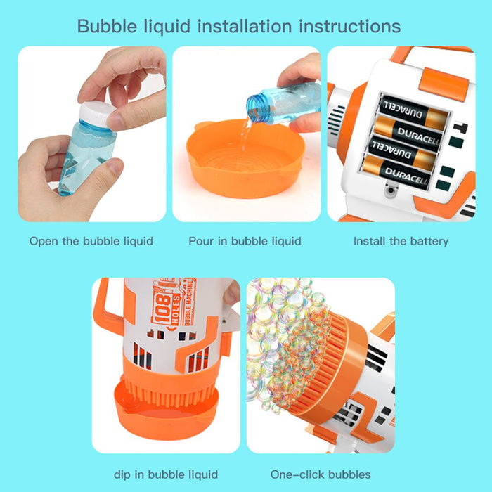 Little Story Bubble Machine Battery Operated Gun With Light/Bubble Maker (108 Holes)