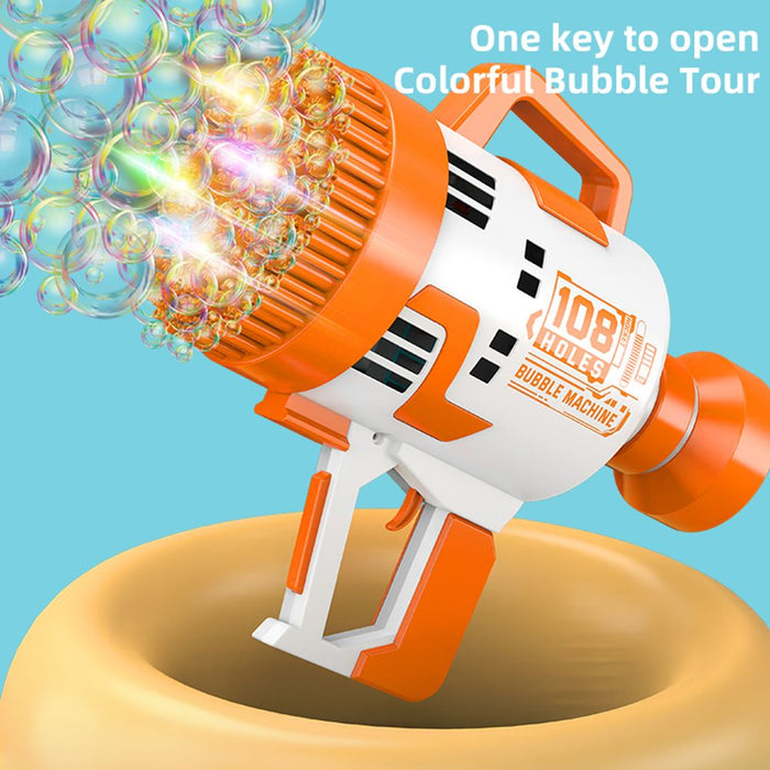 Little Story Bubble Machine Battery Operated Gun With Light/Bubble Maker (108 Holes)