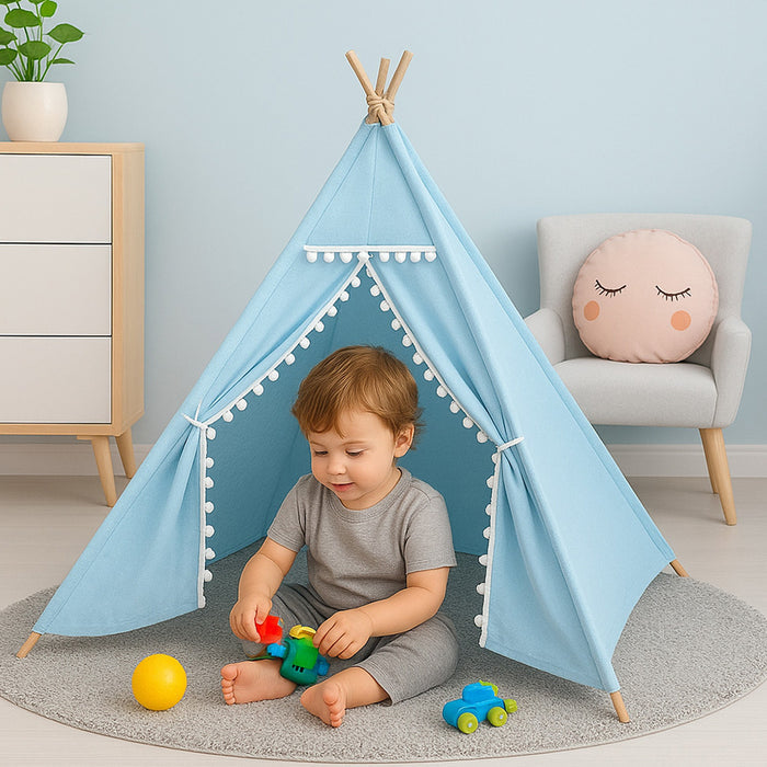 Little Story Canvas Foldable Tent and Teepee Playhouse (Blue)