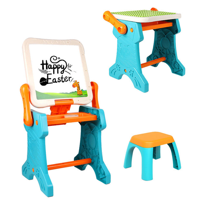 Little Story Double Sided 2 In 1 Blocks Table & Magnetic Learning Board Set With Chair