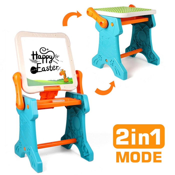 Little Story Double Sided 2 In 1 Blocks Table & Magnetic Learning Board Set With Chair