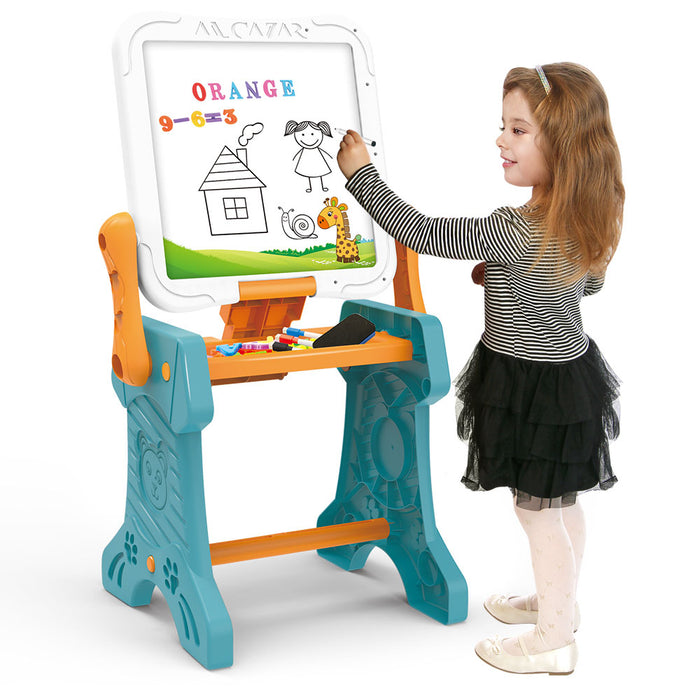 Little Story Double Sided 2 In 1 Blocks Table & Magnetic Learning Board Set With Chair