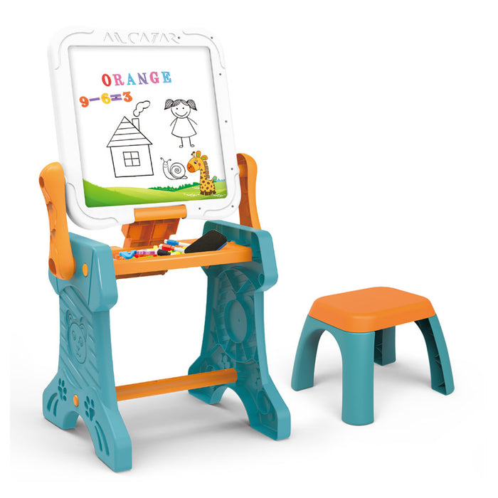 Little Story Double Sided 2 In 1 Blocks Table & Magnetic Learning Board Set With Chair