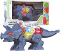 Little Story Electric DIY Gear Dinosaur With Light and Sound (Excluded 3*1.5 AA Batteries)- Blue