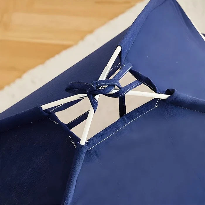 Little Story Foldable Teepee Playpen Canvas Tent Hut Play House (Blue)