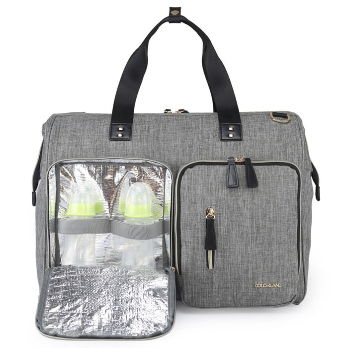 Little Story Gabrielle Mom Dad Travel Diaper Bag With Diaper Changing Mat (XL, Grey)