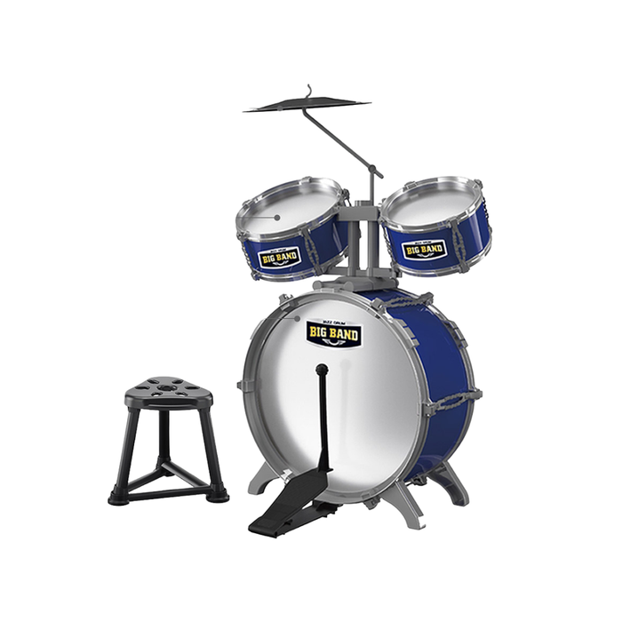 Little Story Kids Drum Set Musical Instrument With Stool (Blue)