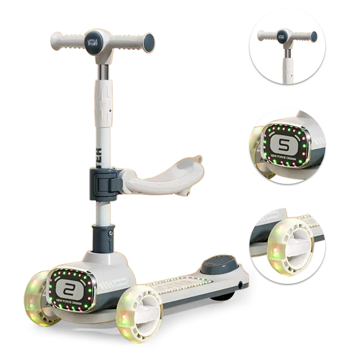 Little Story Kids Scooter w/ Ride On & Push Handle