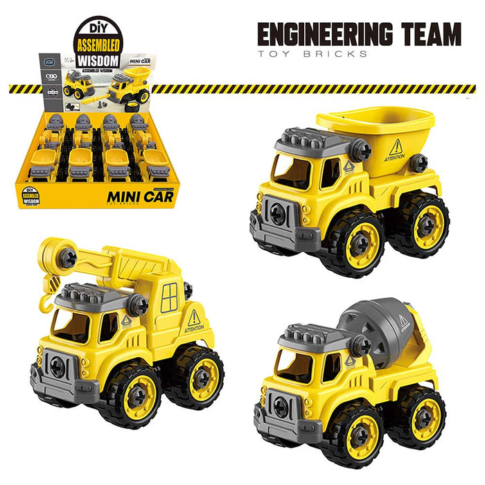Little Story Kids Toy Assembled Wisdom Cars - Set of 12 (Yellow)