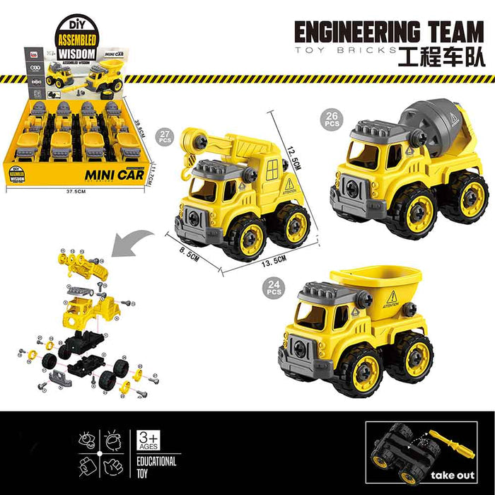 Little Story Kids Toy Assembled Wisdom Cars - Set of 12 (Yellow)