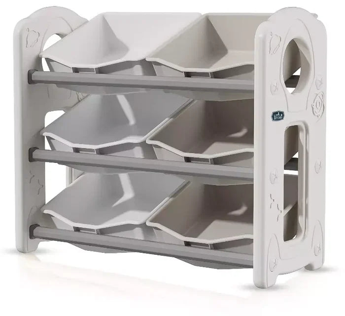 Little Story Kids Toys Storage with 6 Bins (Grey White)