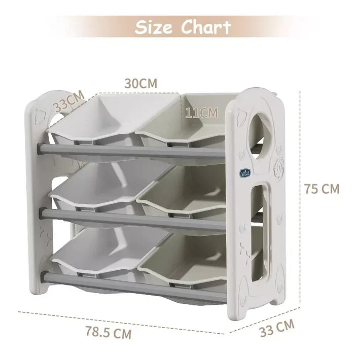 Little Story Kids Toys Storage with 6 Bins (Grey White)