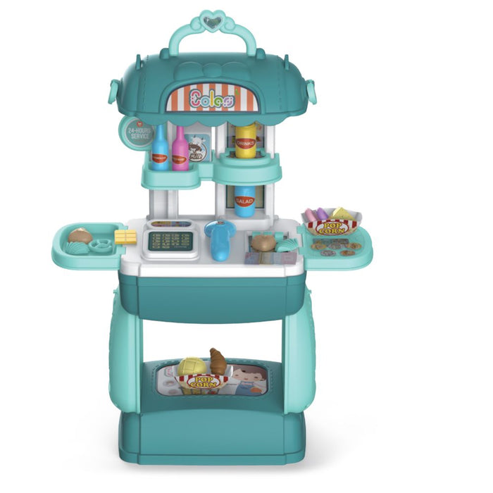 Little Story Multi Function 3 in 1 Mobile Store Toy Set (35 Pcs, Green)
