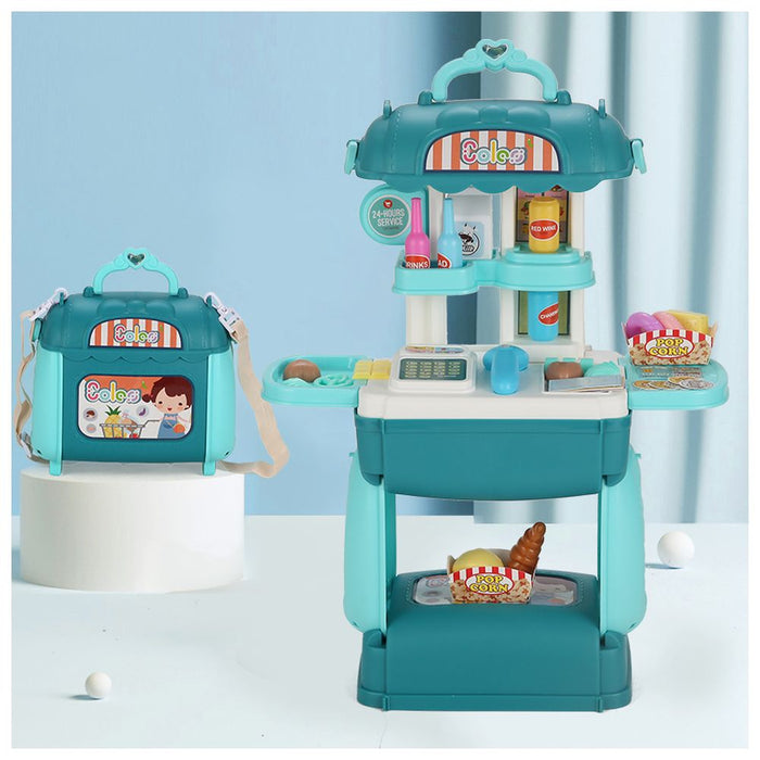 Little Story Multi Function 3 in 1 Mobile Store Toy Set (35 Pcs, Green)