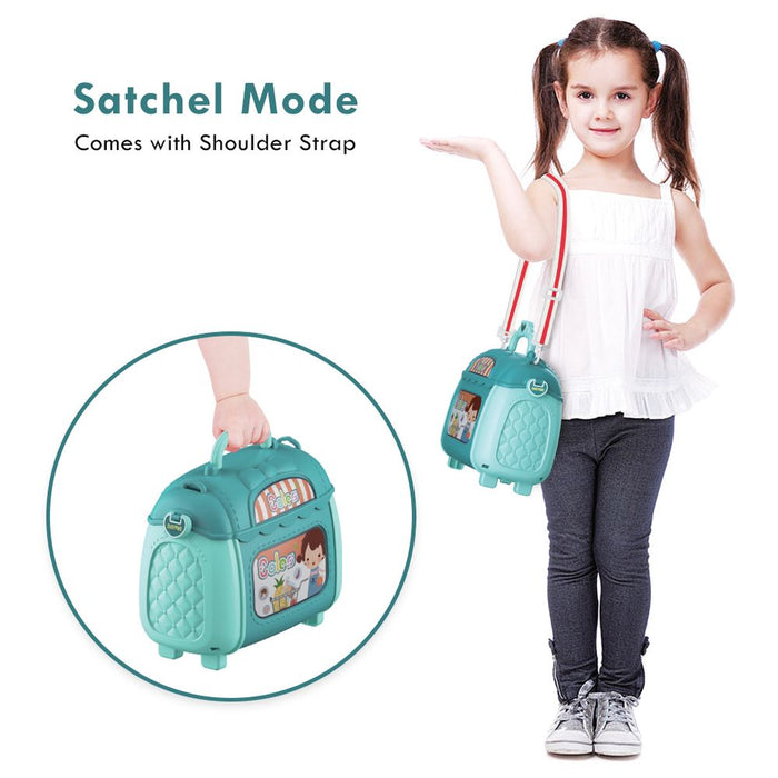Little Story Multi Function 3 in 1 Mobile Store Toy Set (35 Pcs, Green)