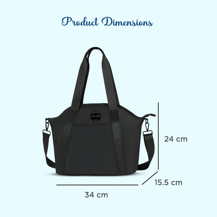 Little Story Onyx Diaper Bag with Stroller Straps (Black)