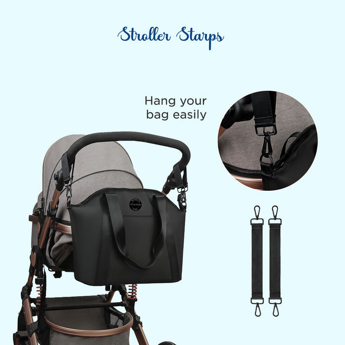 Little Story Onyx Diaper Bag with Stroller Straps (Black)