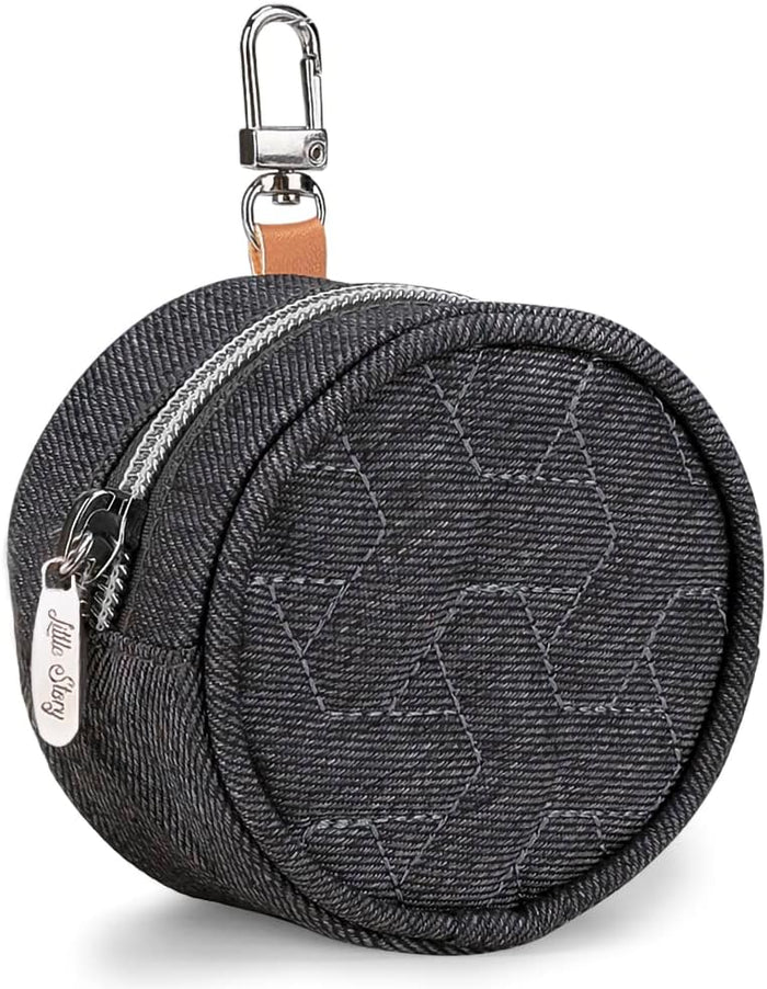 Little Story Quilted Diaper Backpack With Pacifier bag and Stroller Hook (Grey)