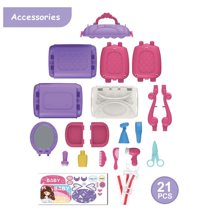 Little Story Role Play Beautician Toy Set Satchel (21 Pcs, Purple)
