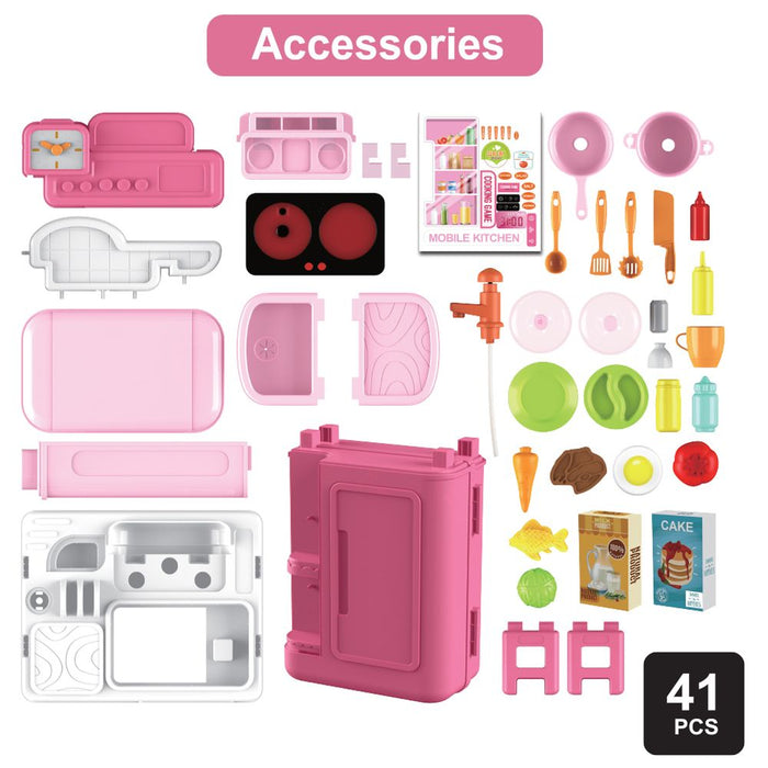 Little Story Role Play Chef Toy Set Luggage Case (41 Pcs, Pink)