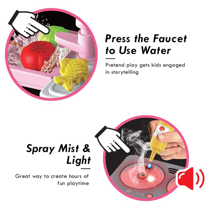 Little Story Role Play Chef Toy Set Luggage Case (41 Pcs, Pink)