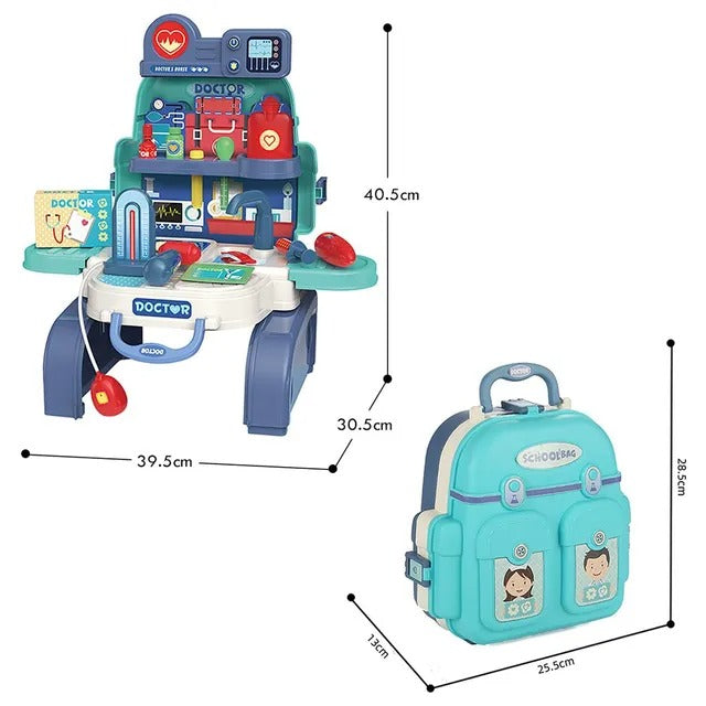 Little Story Role Play Clinic Toy Set School Bag – 23pcs, Blue
