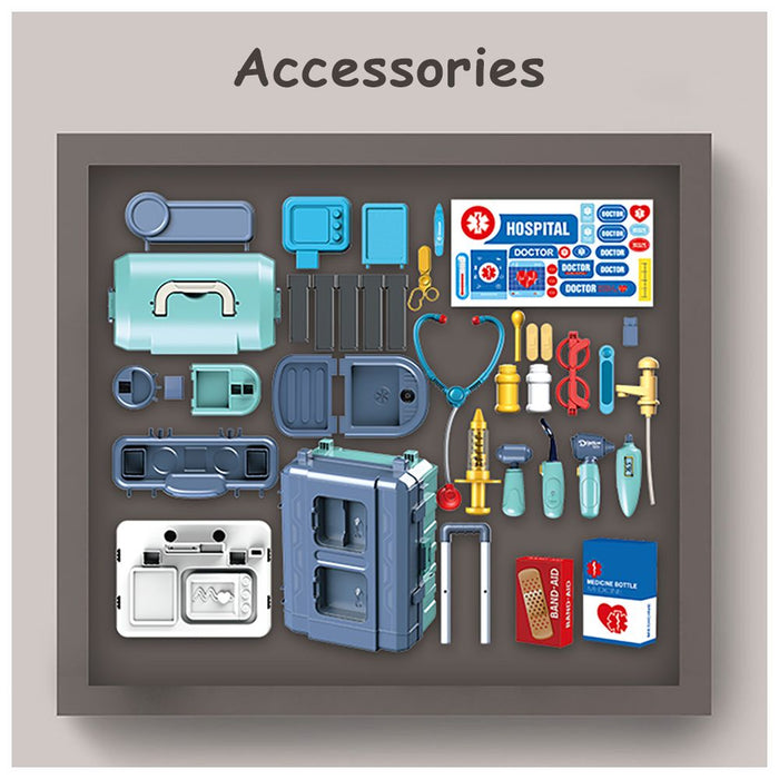 Little Story Role Play Doctor Toy Set Luggage Case (38 Pcs, Blue)