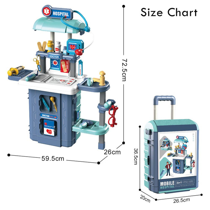 Little Story Role Play Doctor Toy Set Luggage Case (38 Pcs, Blue)