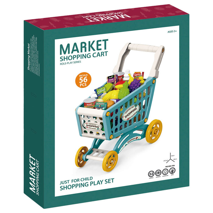 Little Story Role Play Market Shopping Cart Toy Set (56 Pcs, Green)