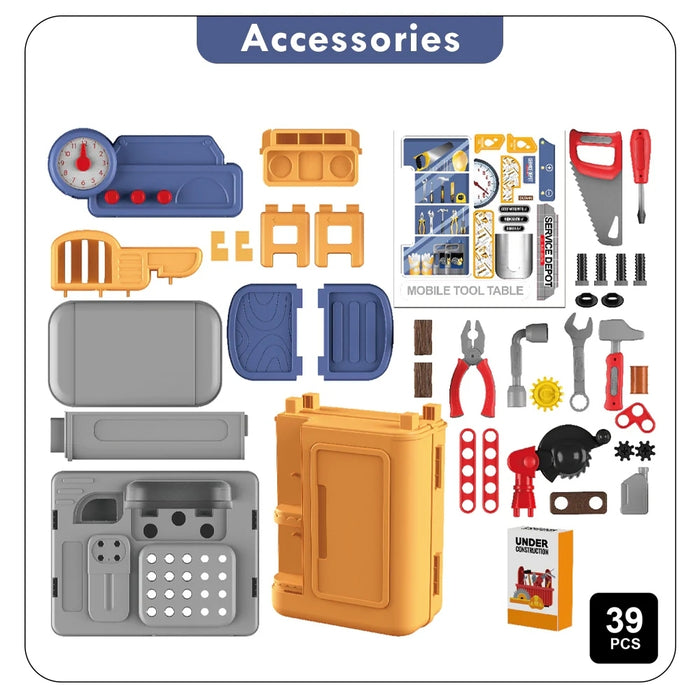Little Story Role Play Mechanic/Tools Table Toy Set Luggage Case (Yellow, 39pcs)