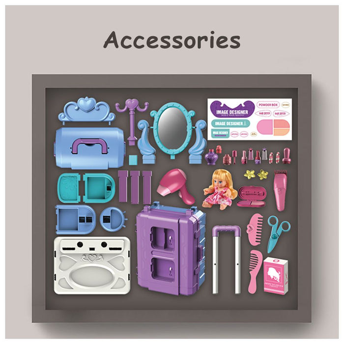 Little Story Role Play Salon Toy Set Luggage Case (39 Pcs, Purple)