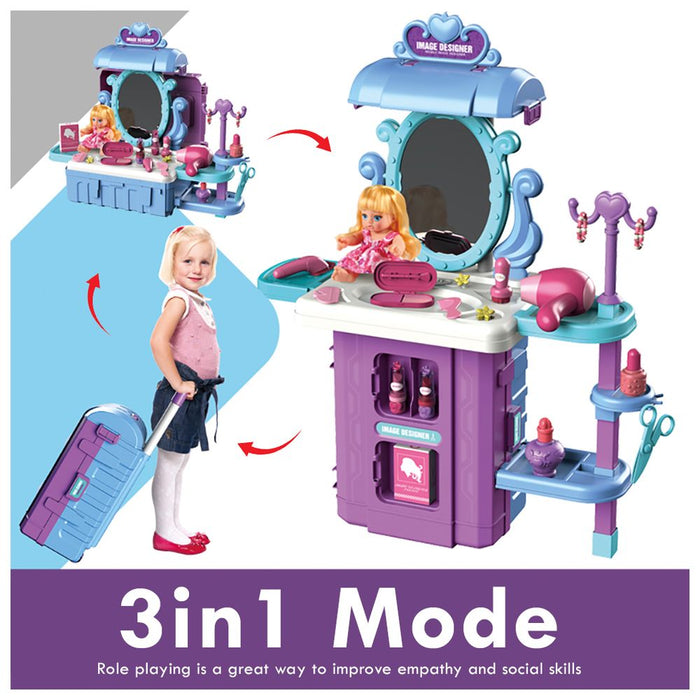 Little Story Role Play Salon Toy Set Luggage Case (39 Pcs, Purple)