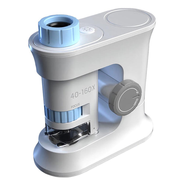 Little Story Scientific Portable Optical Microscope Toy Stem Series (40-160X Zoom, Blue)