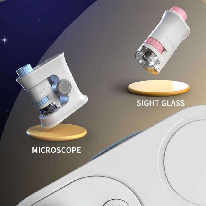 Little Story Scientific Portable Optical Microscope Toy Stem Series (40-160X Zoom, Blue)