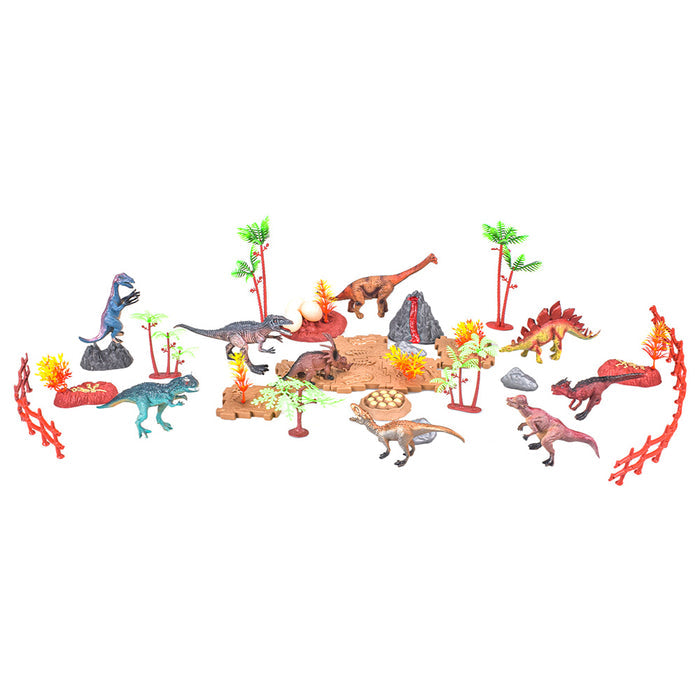 Little Story Toy Dino World Set With 9Pcs Dinosaur, Scene Carpet and Accessories (18 Pcs)