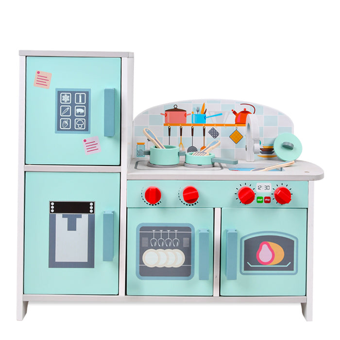 Little Story Wooden Kitchen w/ Refrigerator and Accessories (Teal)