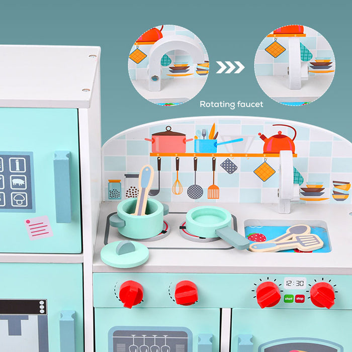 Little Story Wooden Kitchen w/ Refrigerator and Accessories (Teal)