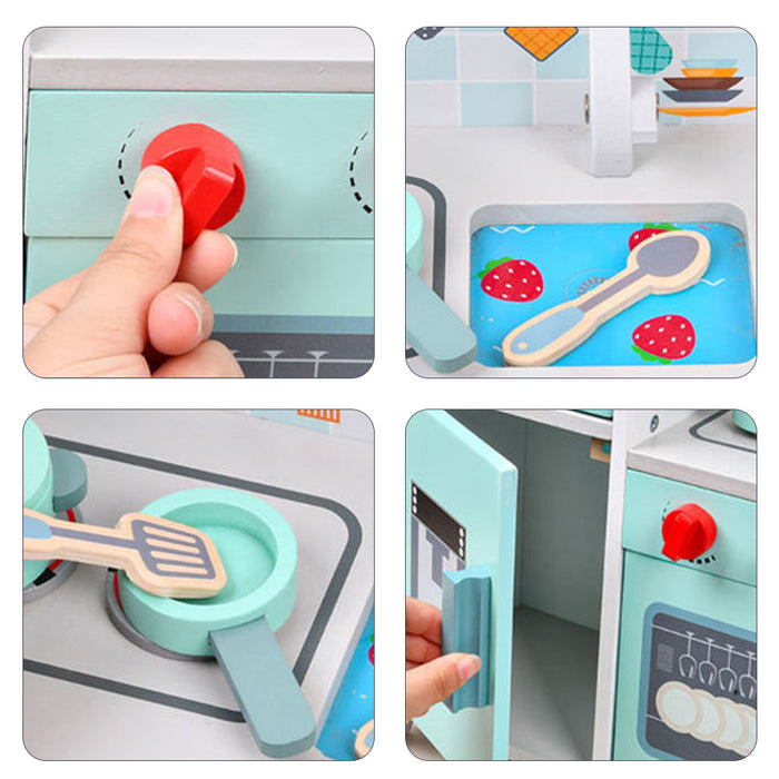 Little Story Wooden Kitchen w/ Refrigerator and Accessories (Teal)