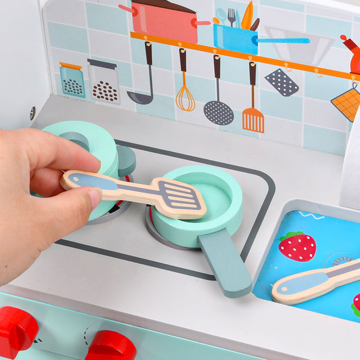Little Story Wooden Kitchen w/ Refrigerator and Accessories (Teal)