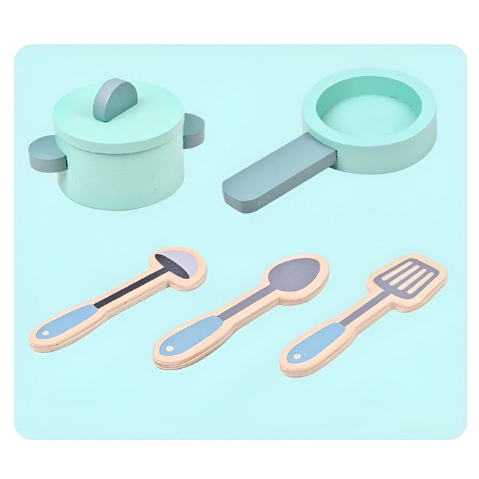 Little Story Wooden Kitchen w/ Refrigerator and Accessories (Teal)