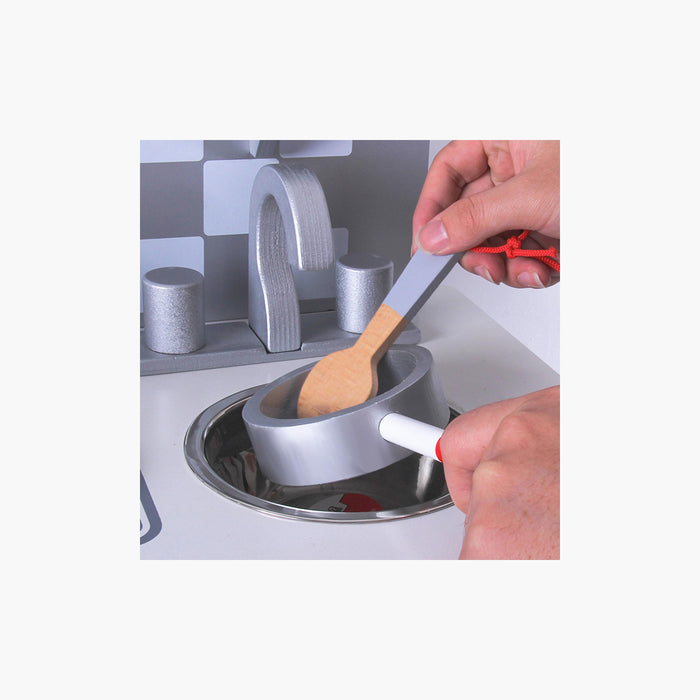 Little Story Wooden Kitchen With Wall Clock (Slate Grey)