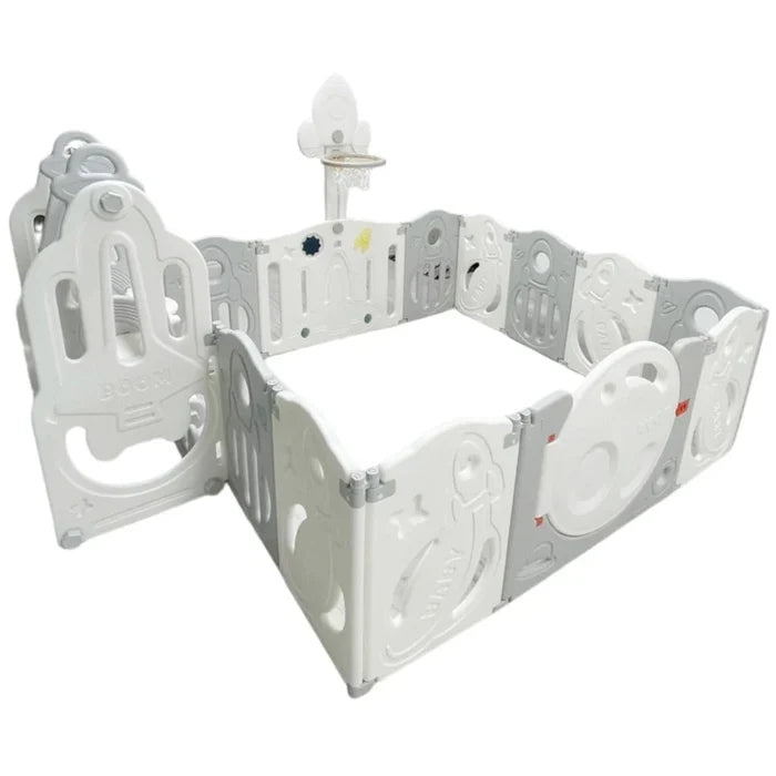 Little Toddlers Foldable Playpen (10 Simple Panel, 1 Game Panel, 1  Door, 1 Basketball Hoop, 1 Swing)